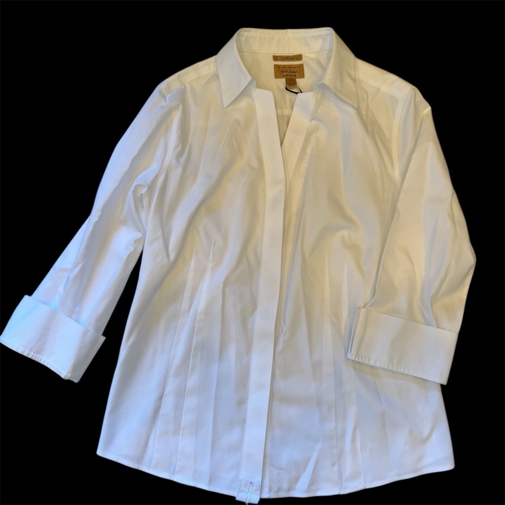 Investments Taylor non-iron gold label women’s shirt size 12  white NWT (#8)